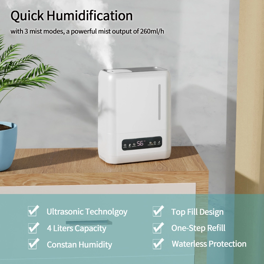 New Generation Smart Ultrasonic Humidifier with WiFi, Top Fill 4L Water Tank, UV LED Light