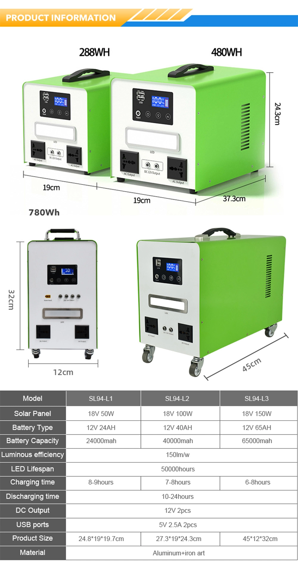 500W 228wh 780wh Portable Power Station 1800W 2000W 5000W Emergency Power Supply Lead-Acid Battery Energy Storage Battery
