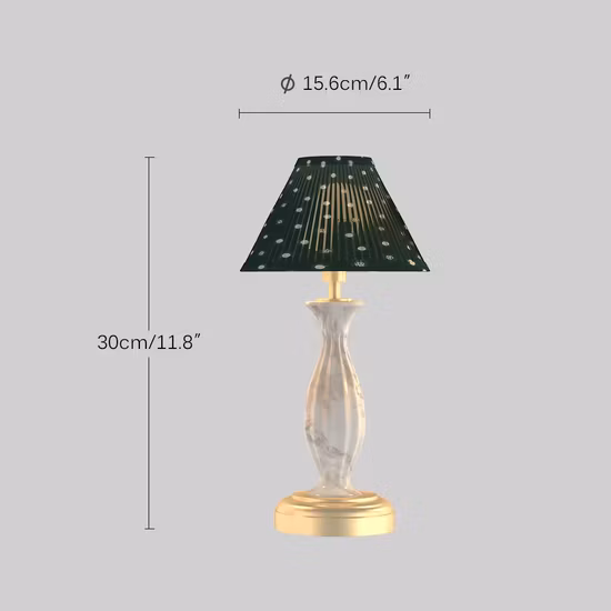 Marble Table Lamp with Fabric Shade